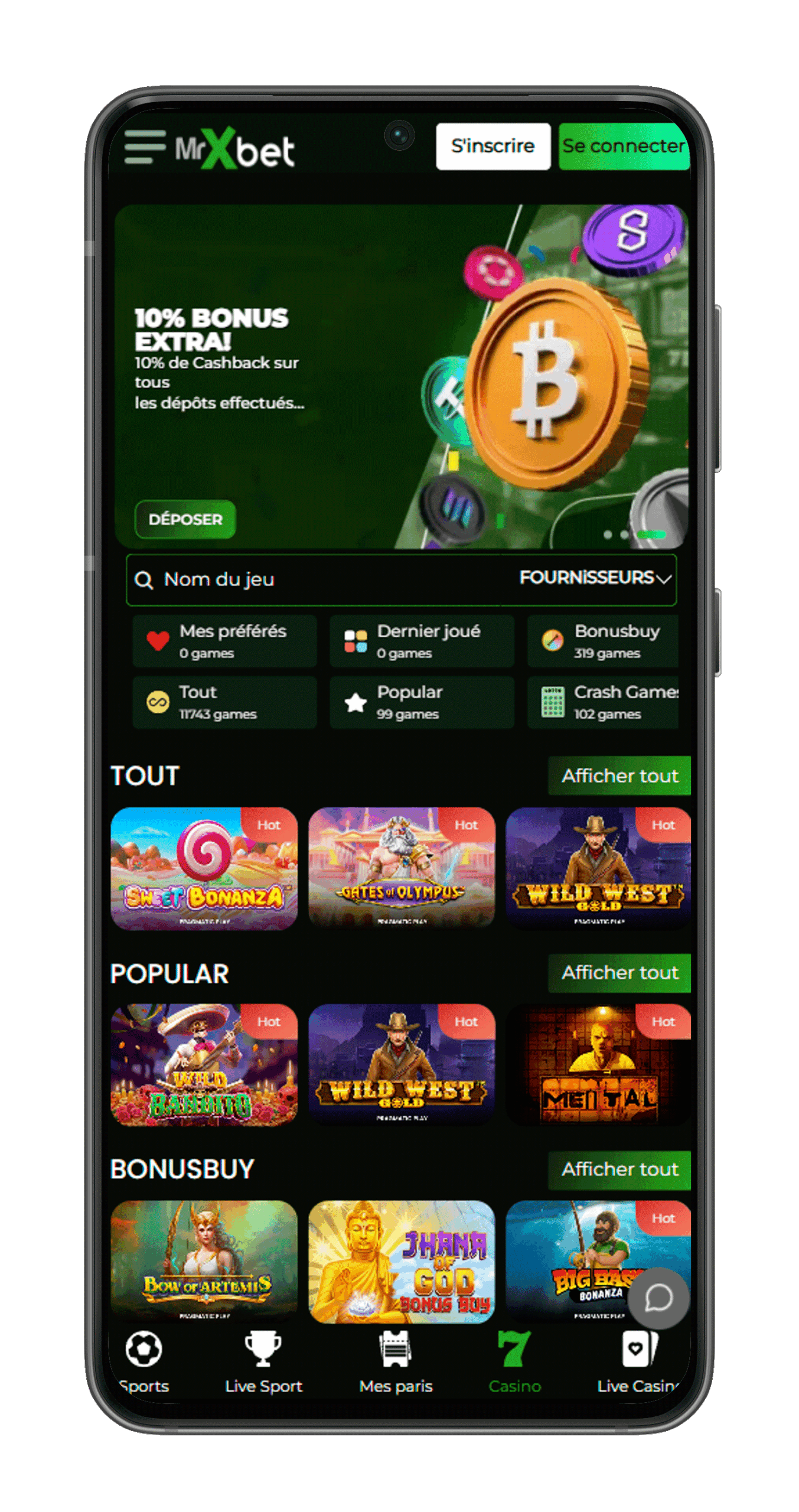 Jeux mobiles du casino MrXbet